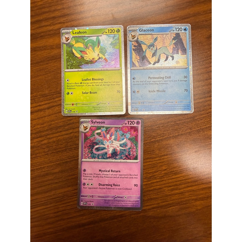 Pokemon Leafeon Glaceon Sylveon Holo Promo Card Set SVP 170 171 172 Eveloution